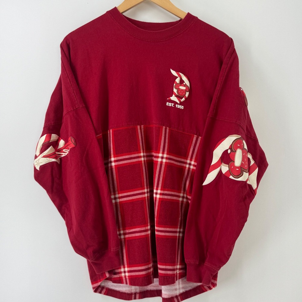 Disney Spirit Jersey Disneyland Holiday Gingerbread Plaid Red  M Medium